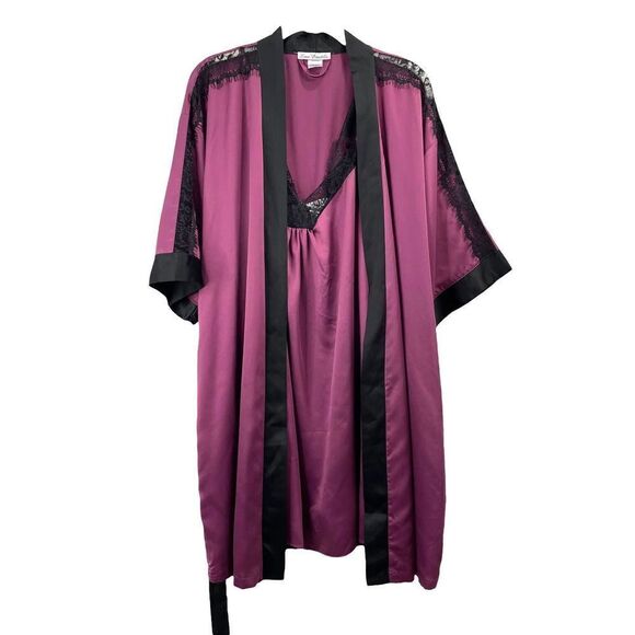 Linea Donatella Sets to Go Satin Chemise & Wrap Robe Sz S - Picture 2 of 10